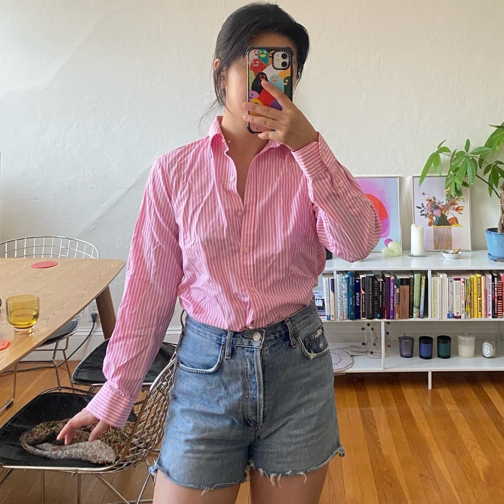 Ralph Lauren Pink and White Striped Shirt